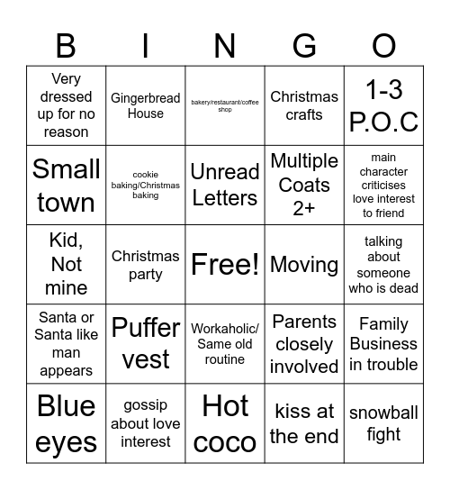 Hallmark Christmas Bingo Card