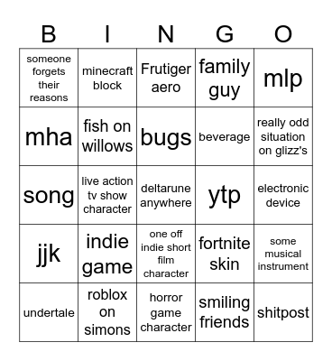 kin list bingo Card