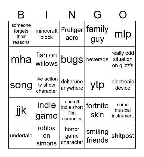 kin list bingo Card