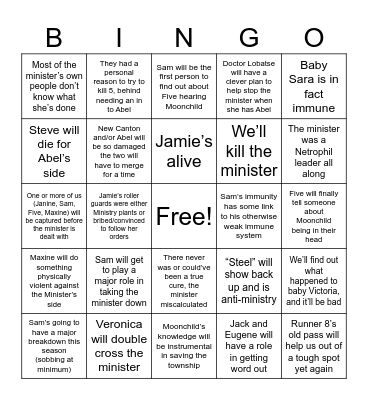 Zombies Run season 5 predictions Bingo Card