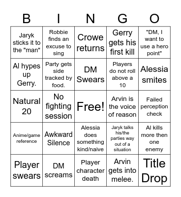 Fateful Few Bingo 2 Bingo Card