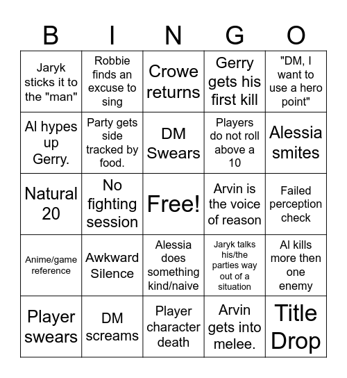 Fateful Few Bingo 2 Bingo Card