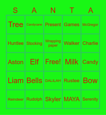 Reindeer Games Bingo Card