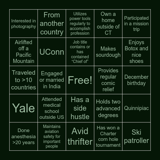 Jingle & Mingle Bingo Card