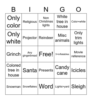 Christmas decor bingo w/bae Bingo Card