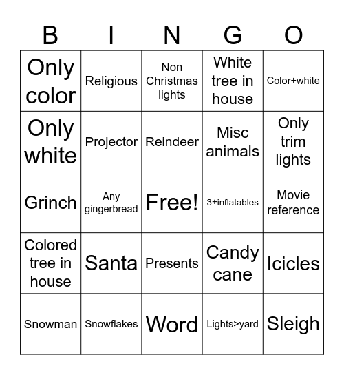 Christmas decor bingo w/bae Bingo Card