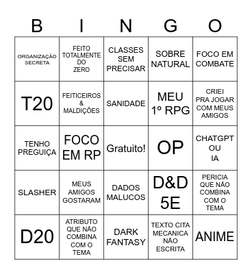 BINGO DOS SISTEMAS Bingo Card