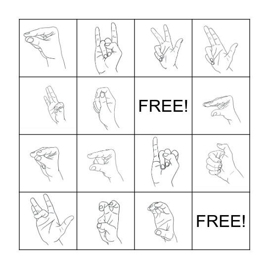 Handshape Bingo 2 Bingo Card