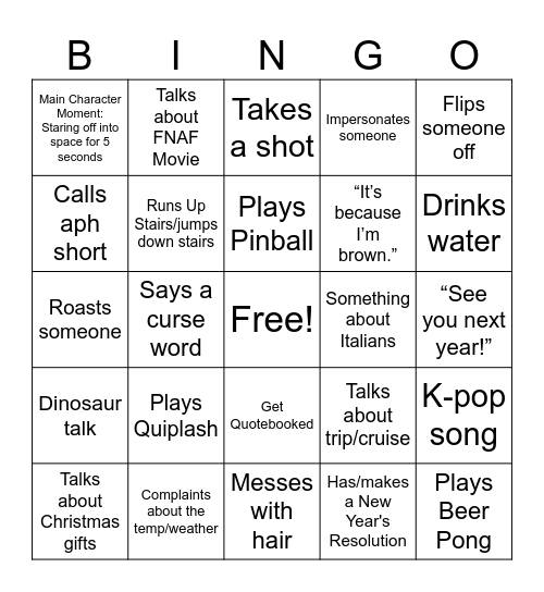 Thomas Bingo Card