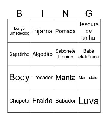 Bingo Benício ou Giovanna Bingo Card