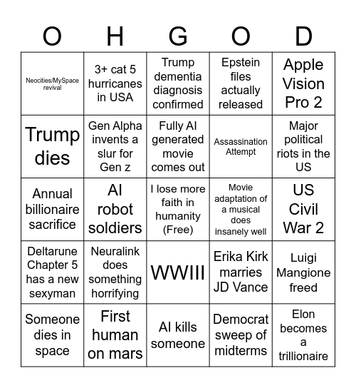 2026 Bingo Card Bingo Card