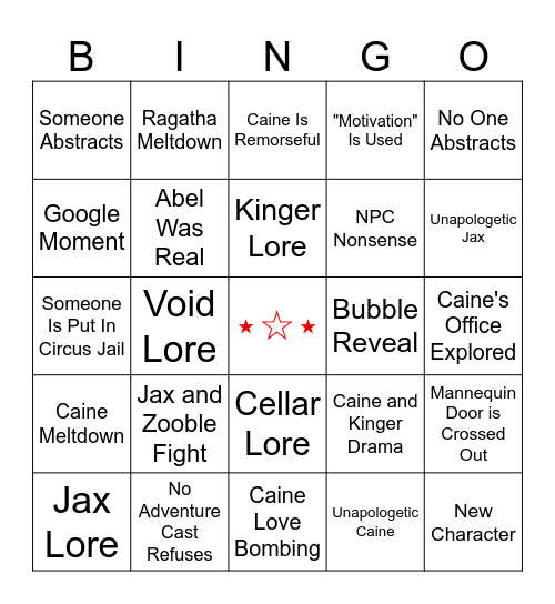 (A) TADC Episode 8 BINGO Card