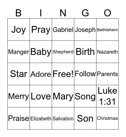 FBA Kids Christmas Bingo Card