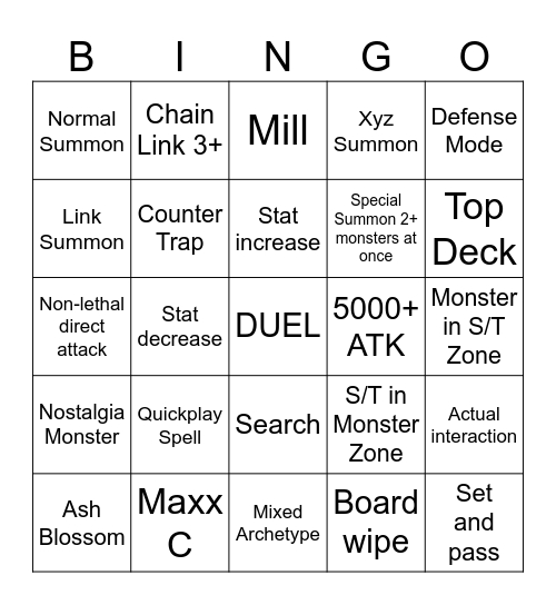 Master Duel Bingo Card