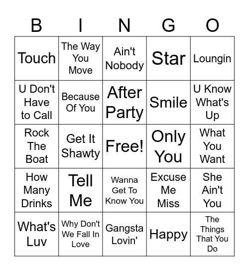 After Work Flow 2000's Bingo Card