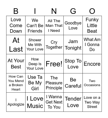 Oldies Bingo Card