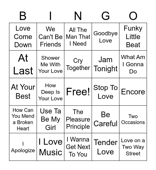 Oldies Bingo Card
