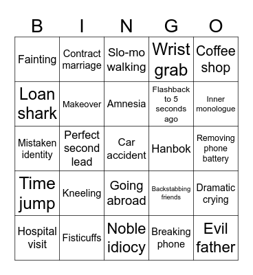 KDrama Bingo Card