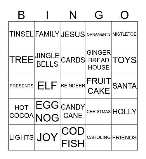 CHRISTMAS BINGO !! Bingo Card