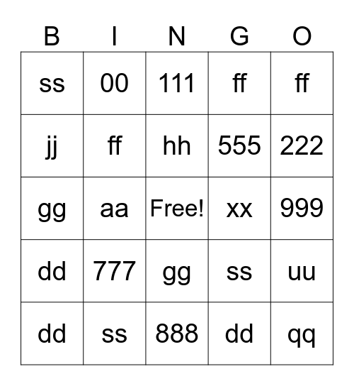 Activity Team Bingo Card