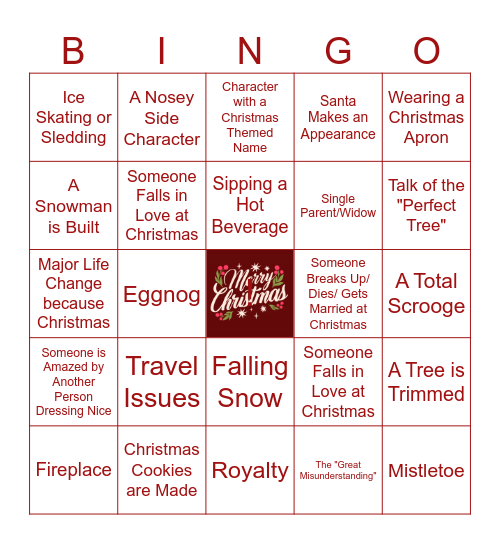 Hallmark Christmas Movie Bingo Card
