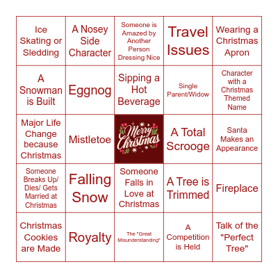 Hallmark Christmas Movie Bingo Card