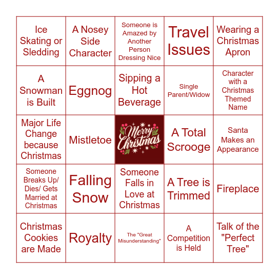 Hallmark Christmas Movie Bingo Card