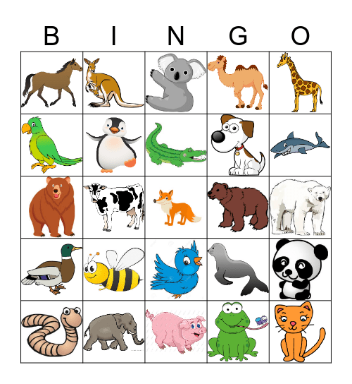 ANIMALS BINGO! Bingo Card