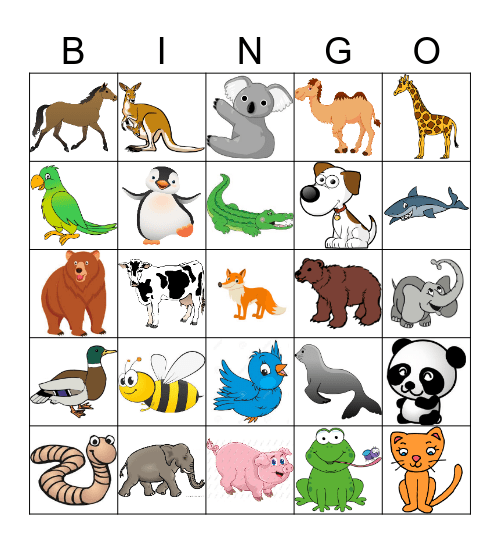 ANIMALS BINGO! Bingo Card