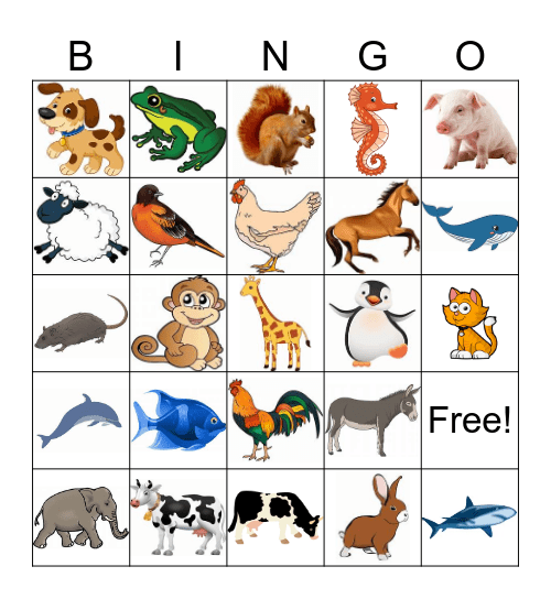 Los animales Bingo Card
