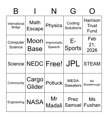 MESA Bingo! Bingo Card