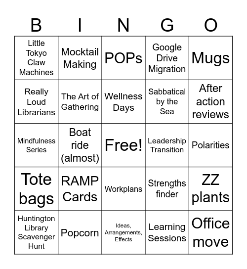 The Durfee Foundation Bingo Card