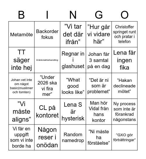 Våren 2026 Bingo Card