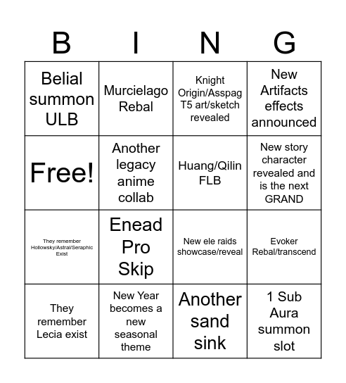 Untitled Bingo Card
