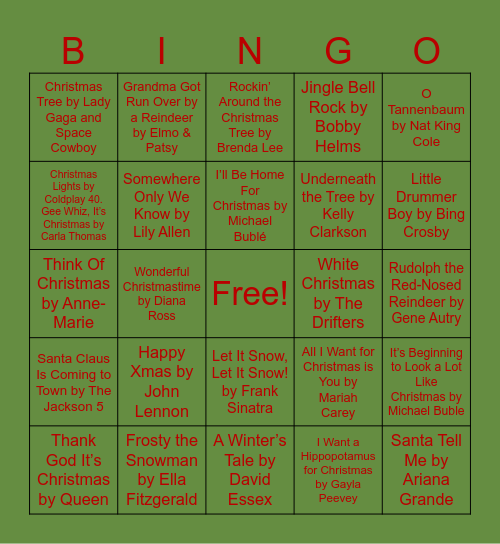 Christmas Bingo Card