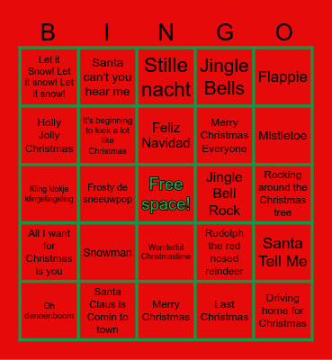 Kerstliedjes bingo Card