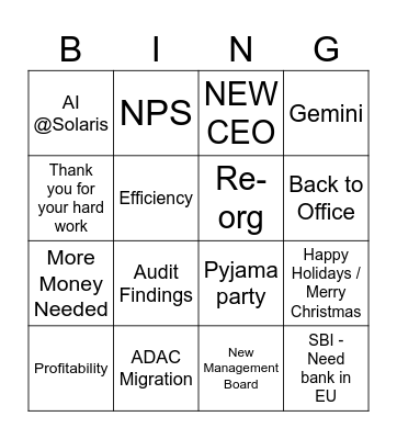 hands Bingo Card