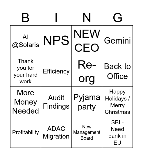 hands Bingo Card
