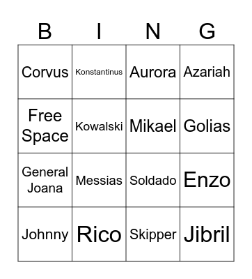 Wholesome, Non-Traumatic Session Bingo Card