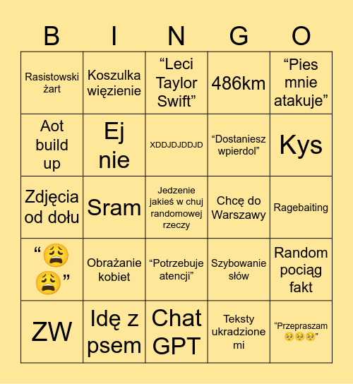 ALEK BINGO Card