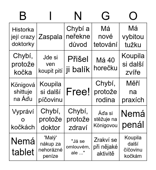 Áďi Bingo Card