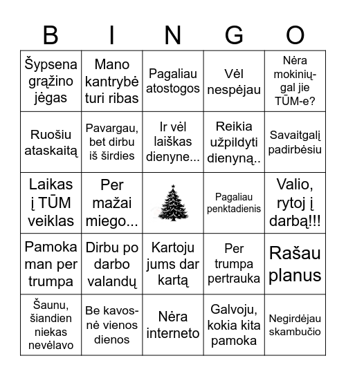 Kalėdų Bingo Card