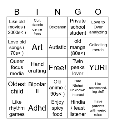 Shami similarities Bingo Card