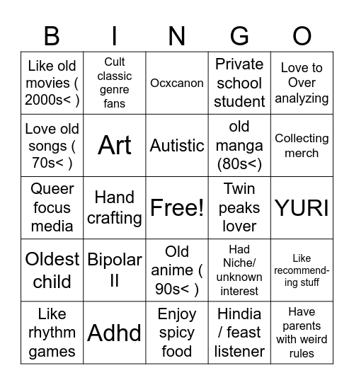 Shami similarities Bingo Card