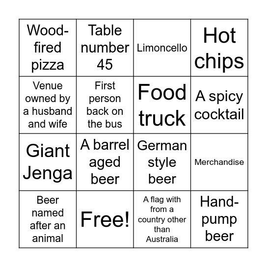 Beer Belts Bingo Card