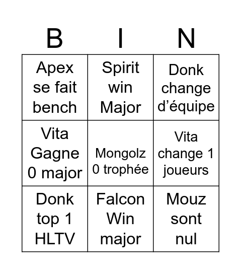 BINGO CSGO 2026 Bingo Card