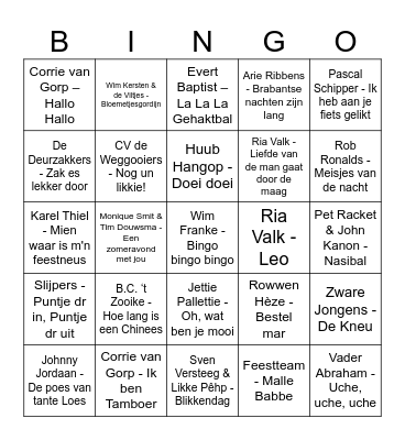 Blauwe Bingo - Muziekronde Bingo Card