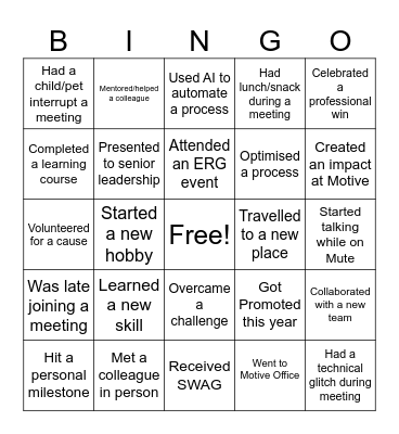 2025 highlights Bingo Card