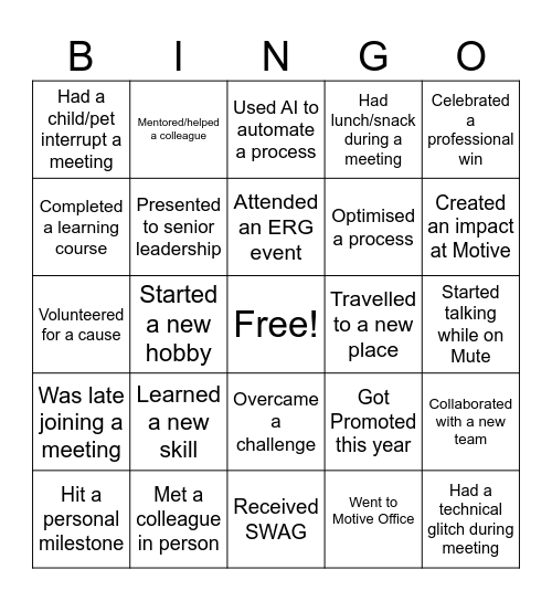 2025 highlights Bingo Card