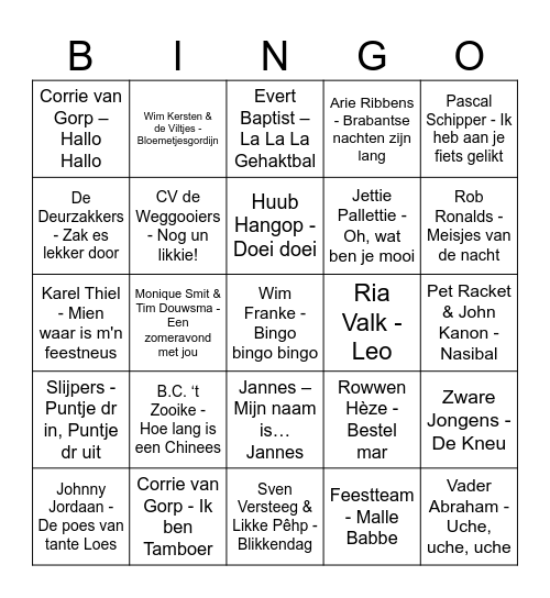 Blauwe Bingo - Muziekronde Bingo Card
